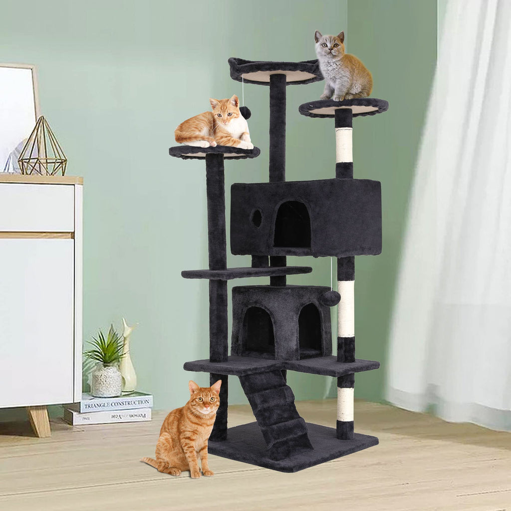 70 Inch Multi-Level Cat Tree with Scratching Post, Condo, Plush Perch B108