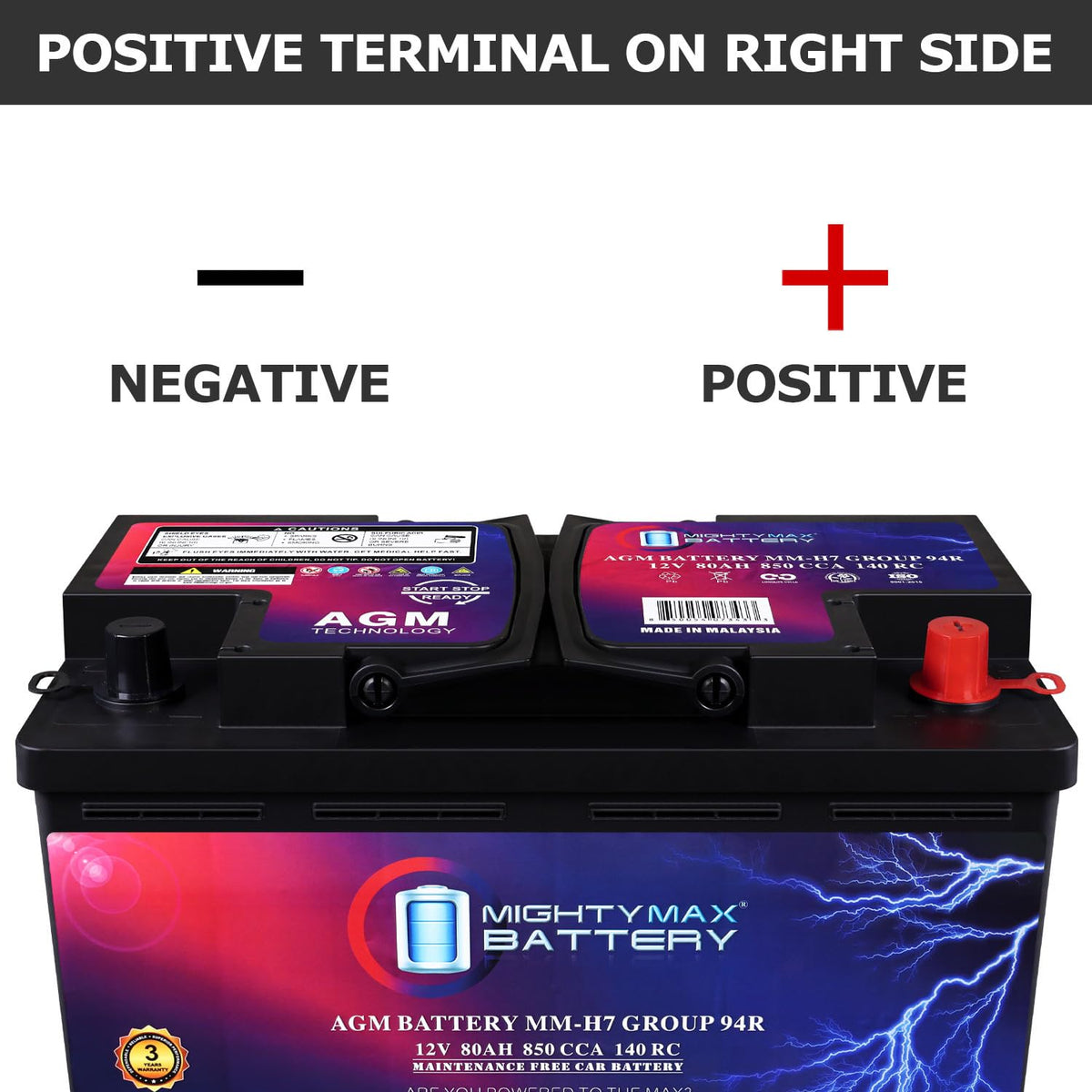 12V 80AH 850 CCA Replacement Battery S614
