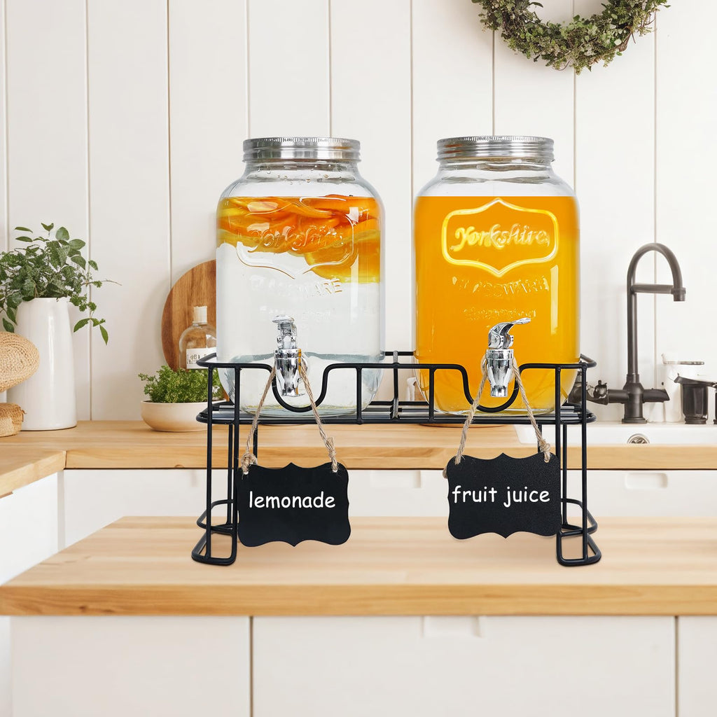 2 Pack 1 Gallon Glass Drink Dispensers C92792