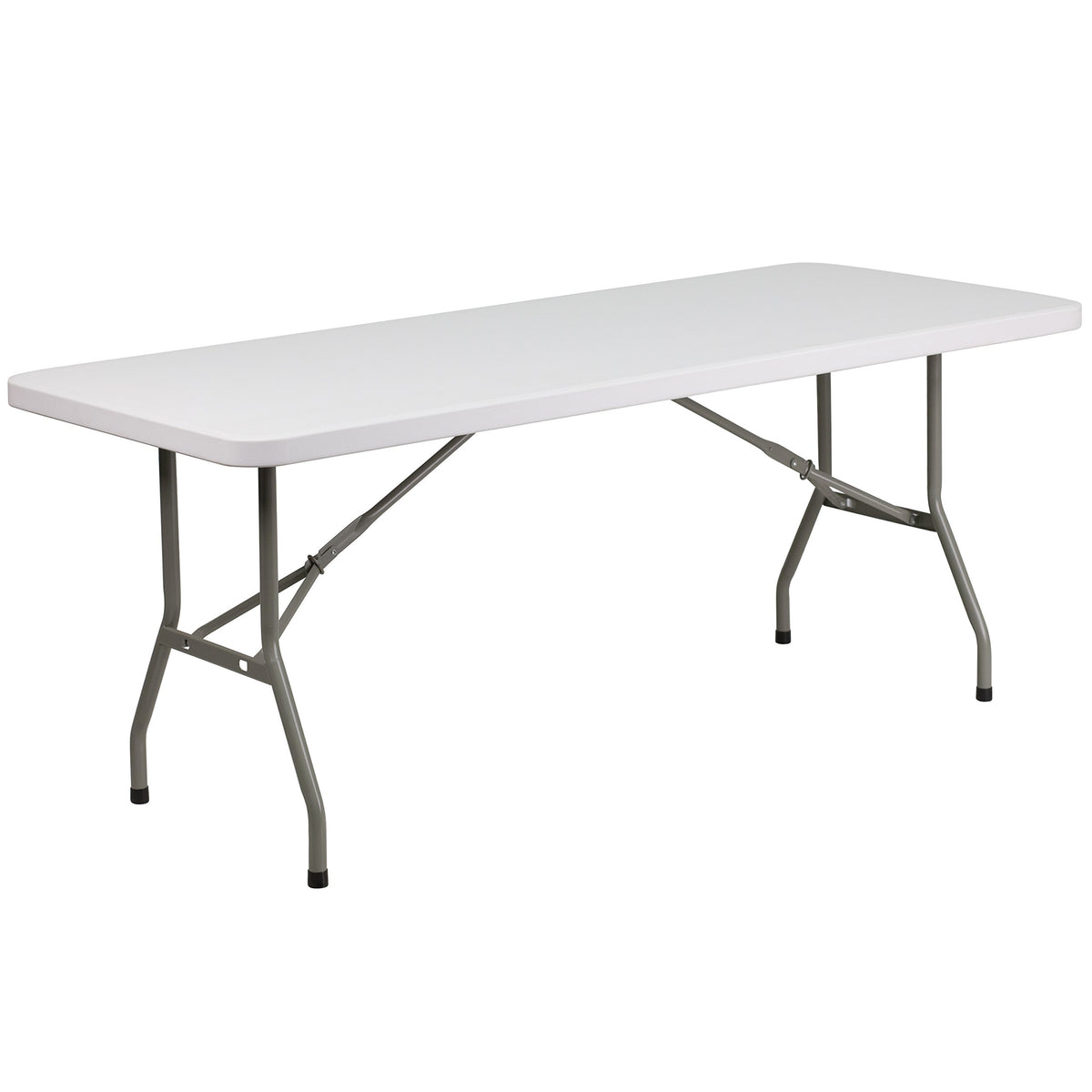 6-Foot Granite White Plastic Folding Table Y84597