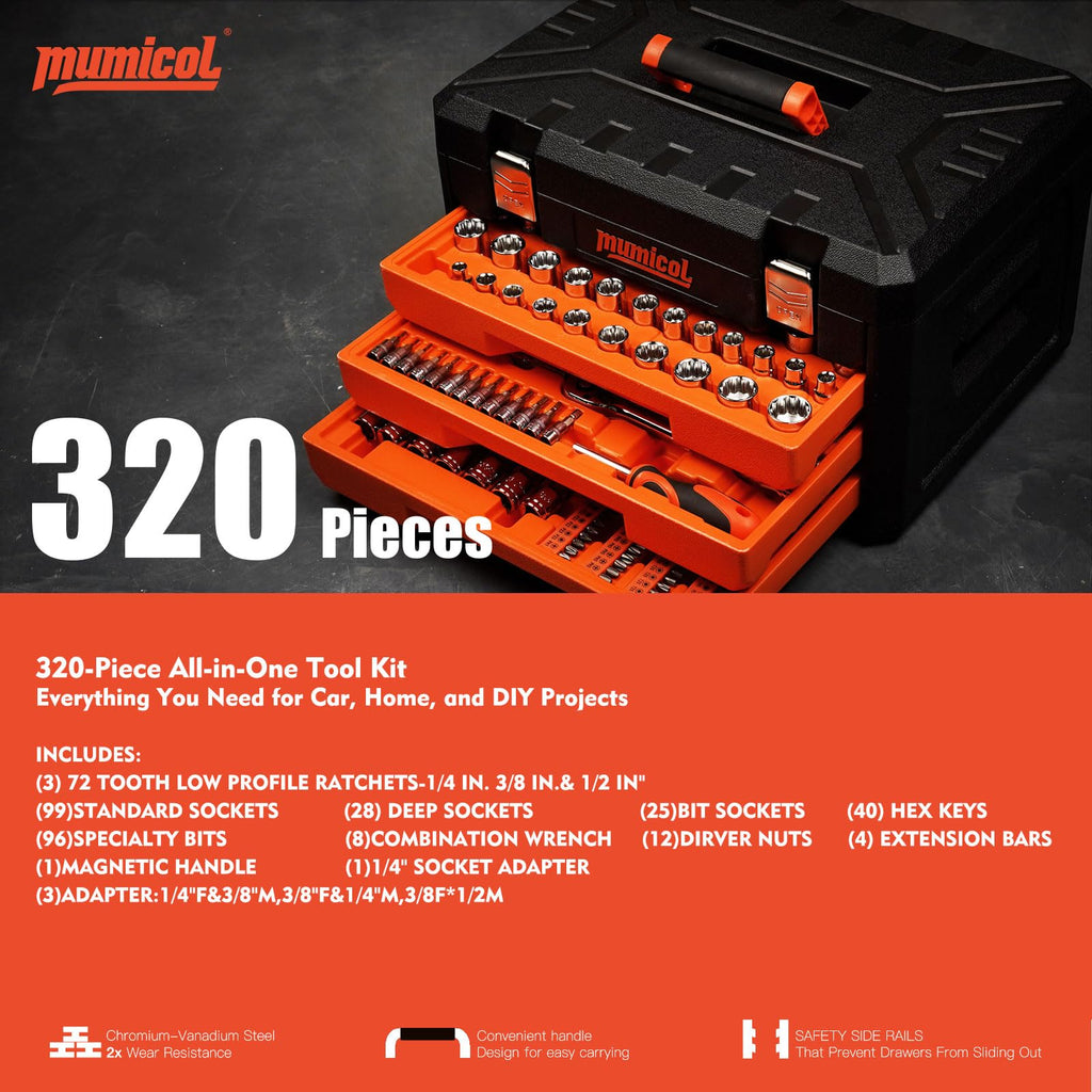 320-Pcs Mechanic Tool Set with 72-Tooth Ratchet Z8011