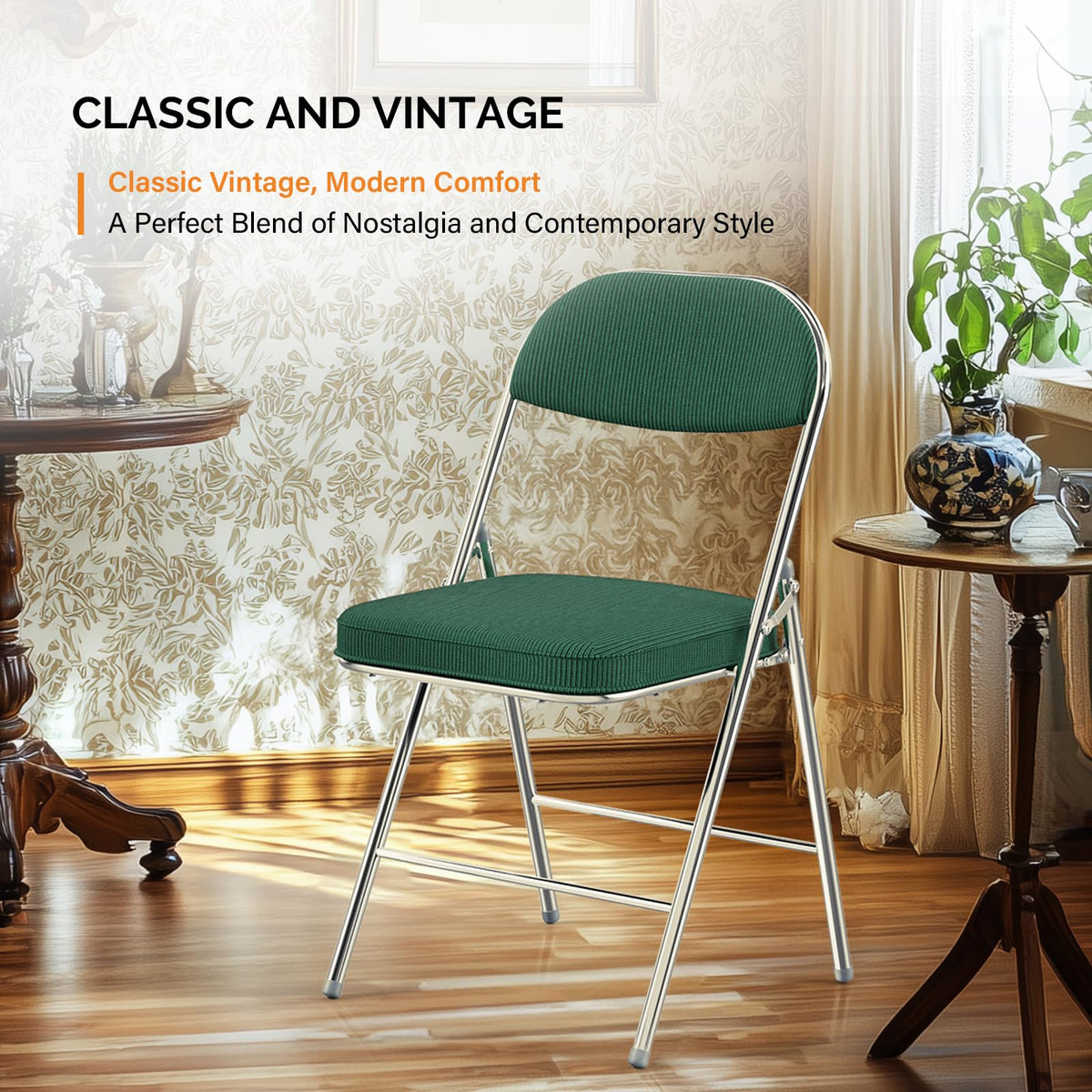 2 Pack Olive Green Folding Chairs with Padded Seat L42627