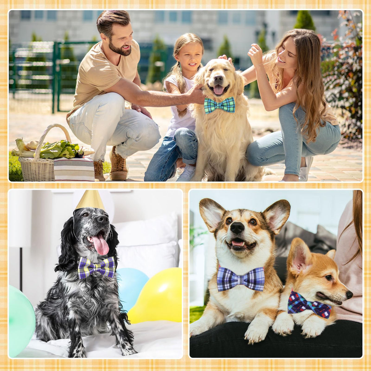 Plaid Dog Collar Bow Ties E837698