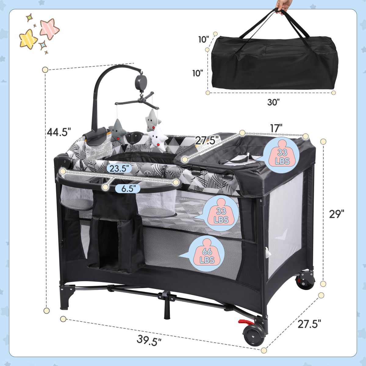 5-in-1 Pack and Play with Changing Table and Bassinet V29423