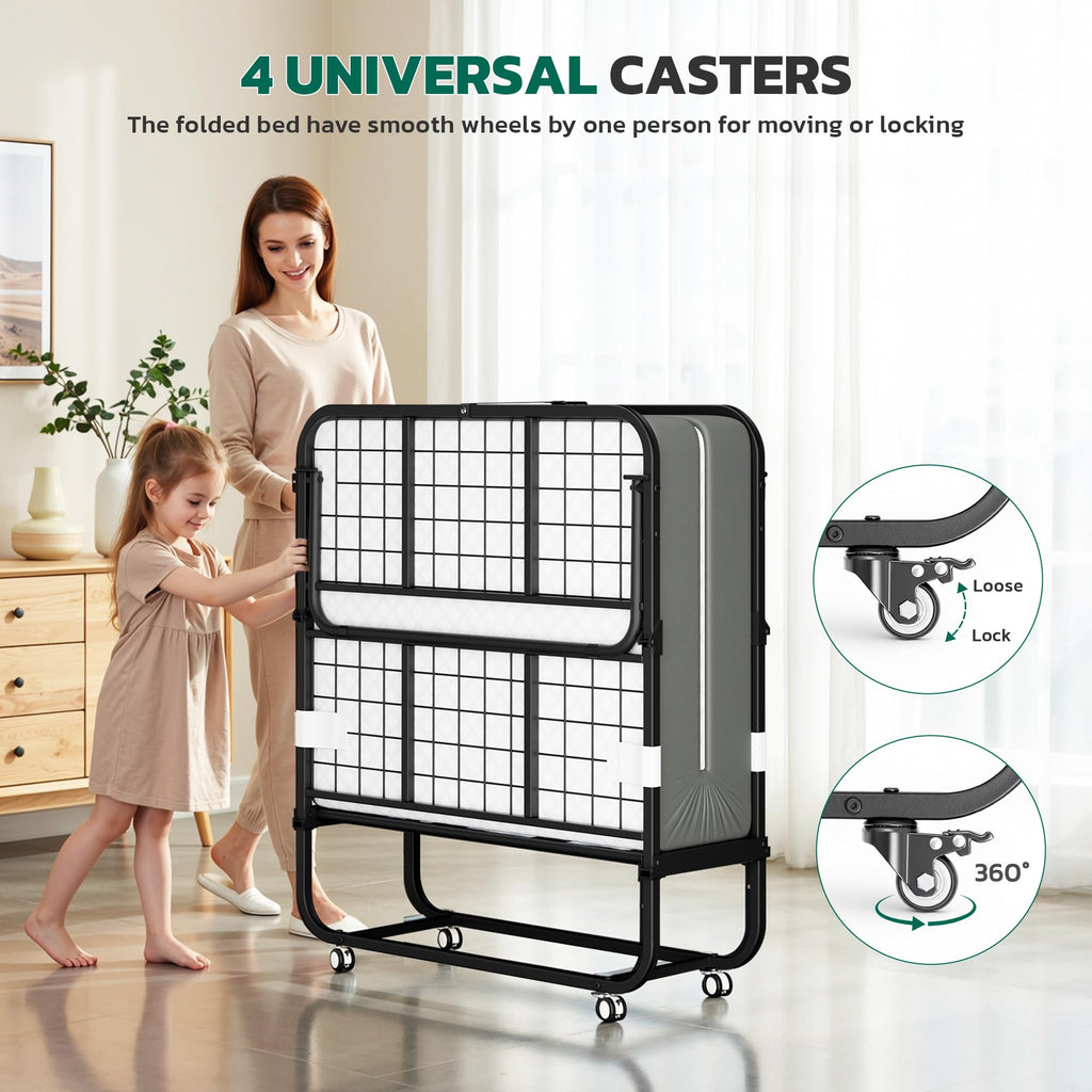 Folding Bed with 5 Inch Mattress, Twin Size S375