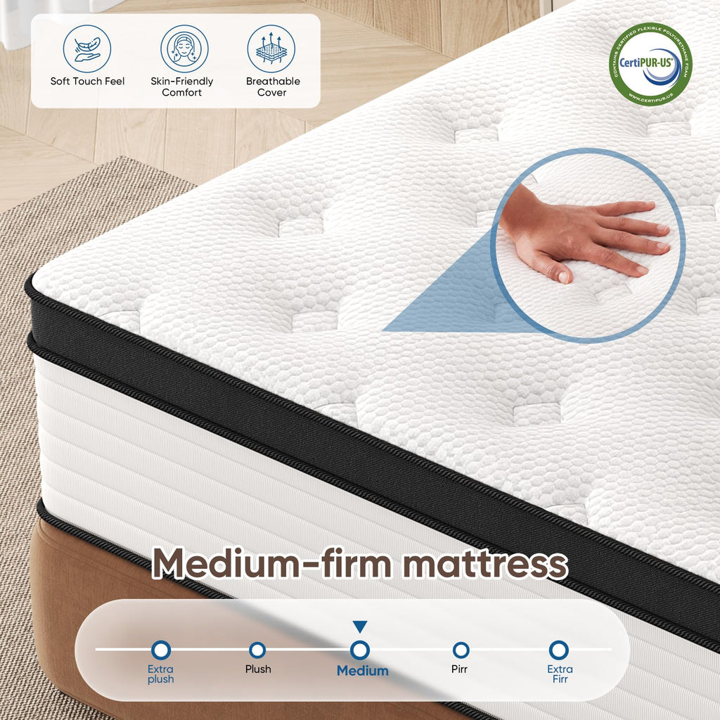 12 Inch Medium Firm Hybrid Memory Foam Mattress G28180