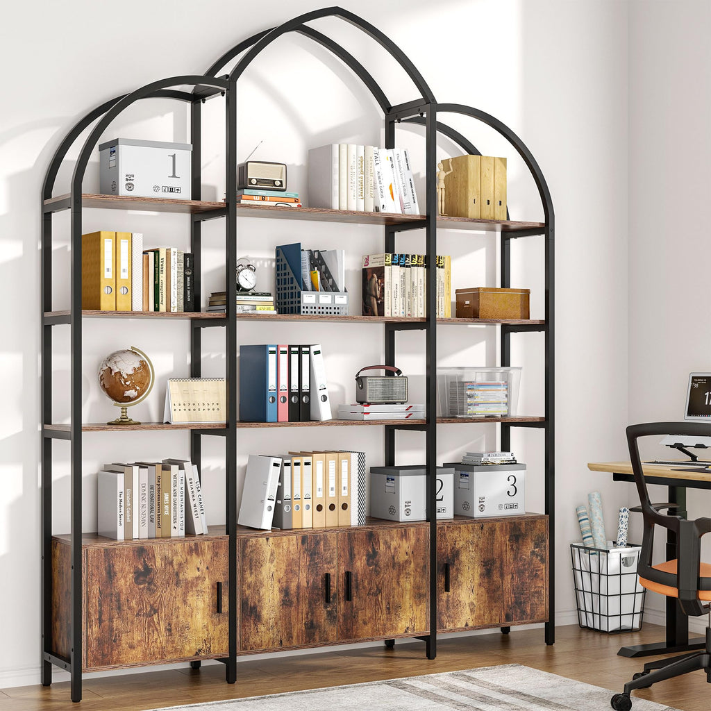 5 Tier Arched Bookshelf with 3 Cabinets L796
