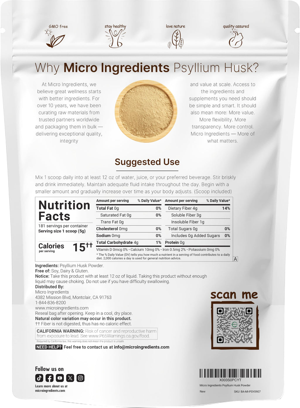 Psyllium Husk Powder, 2 lb. L868698