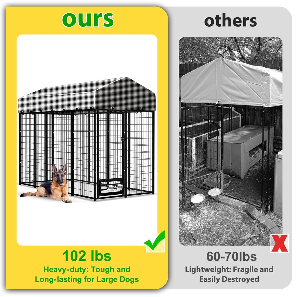 Large Outdoor Dog Kennel with Roof Cover P4391