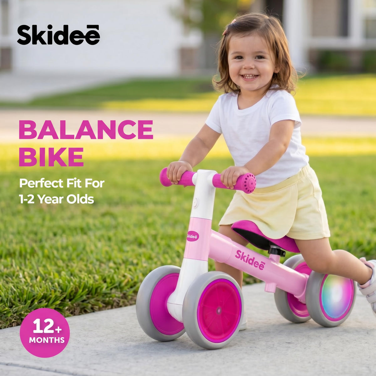 4-Wheel Toddler Balance Bike with LED Wheels A49783