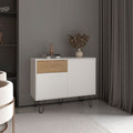 39" White Natural Oak Console Table with Storage T727