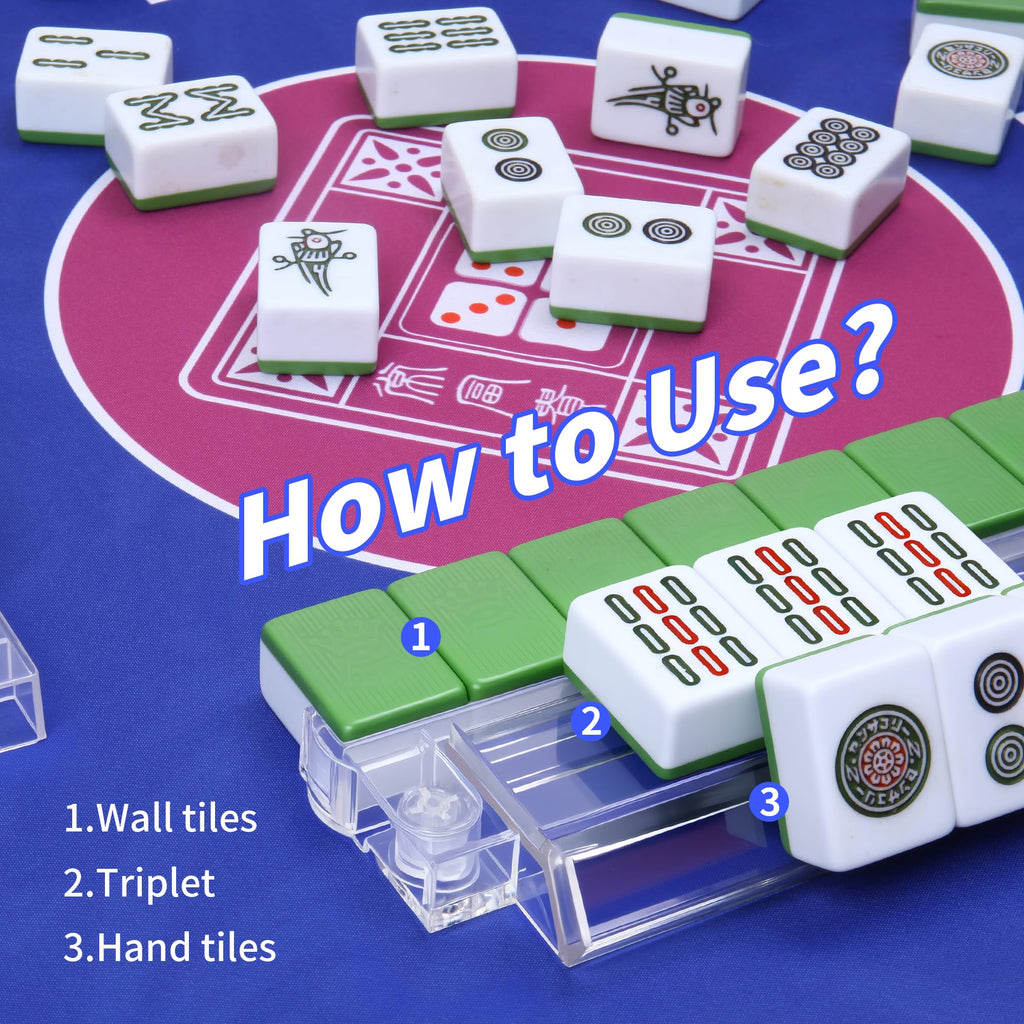 4-Piece Acrylic Mahjong Rack Set with Pushers H634891