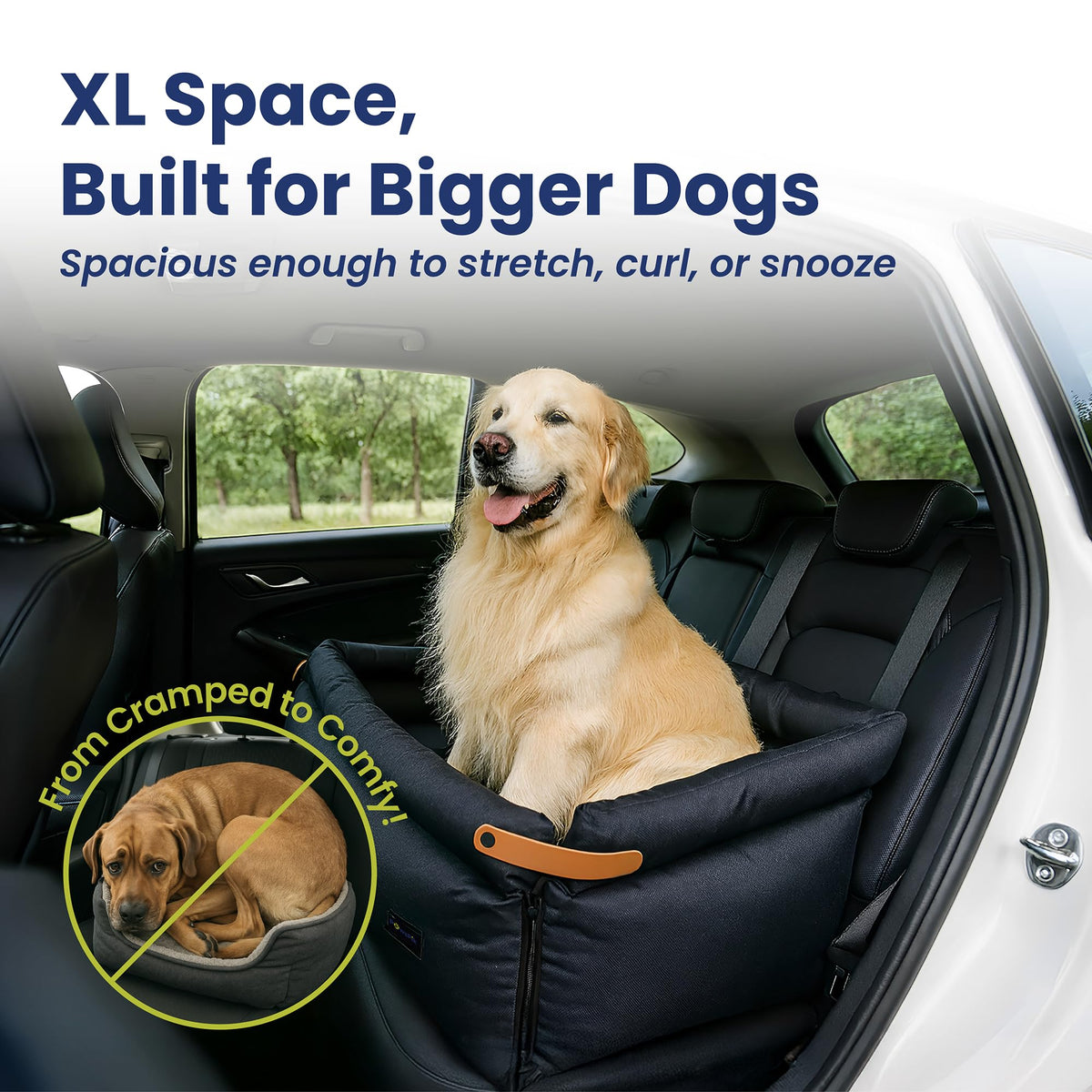 2-in-1 Pet Car Seat & Convertible Travel Dog Bed, XL, Black U44335