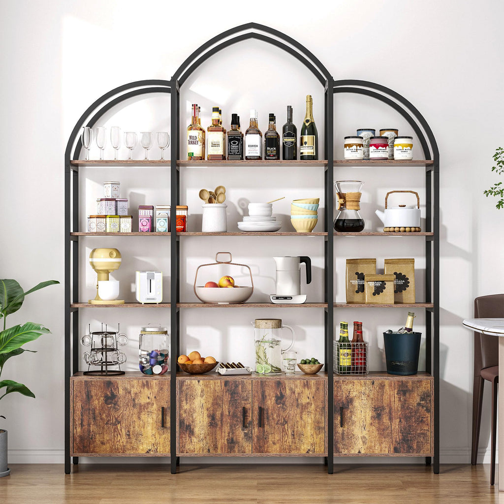 5 Tier Arched Bookshelf with 3 Cabinets L796