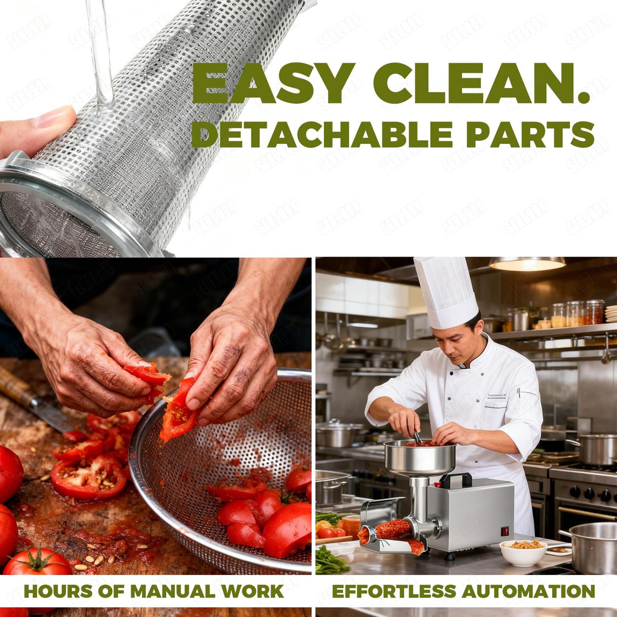 450W Metal Tomato Sauce Maker 8.5in Food-Grade Stainless Steel D2301