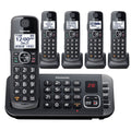 Metallic Black 5 Handset Cordless Phone System with Answering Machine N445