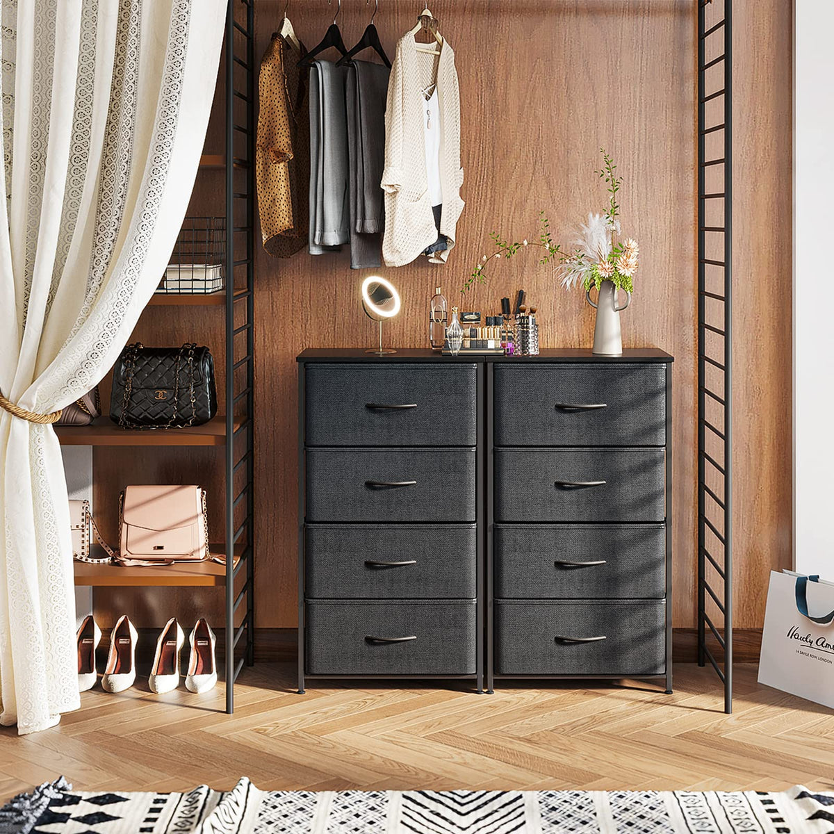 Black 4 Drawer Small Dresser H25085