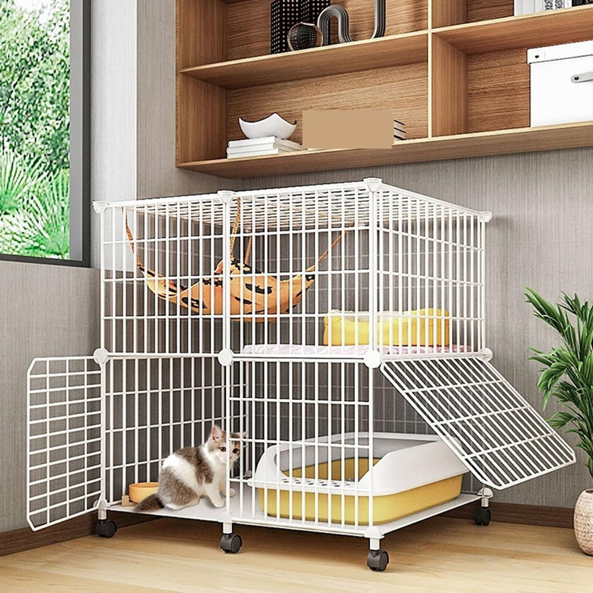 Large Indoor Detachable Metal Cat Cage with Cat Bed C450239