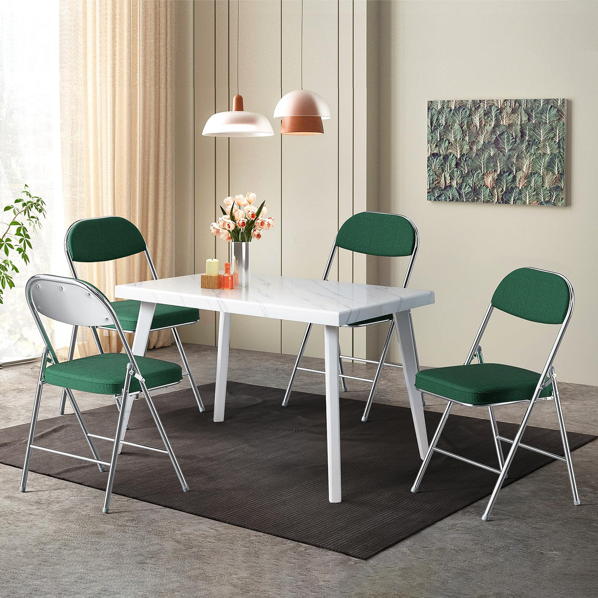 2 Pack Olive Green Folding Chairs with Padded Seat L42627