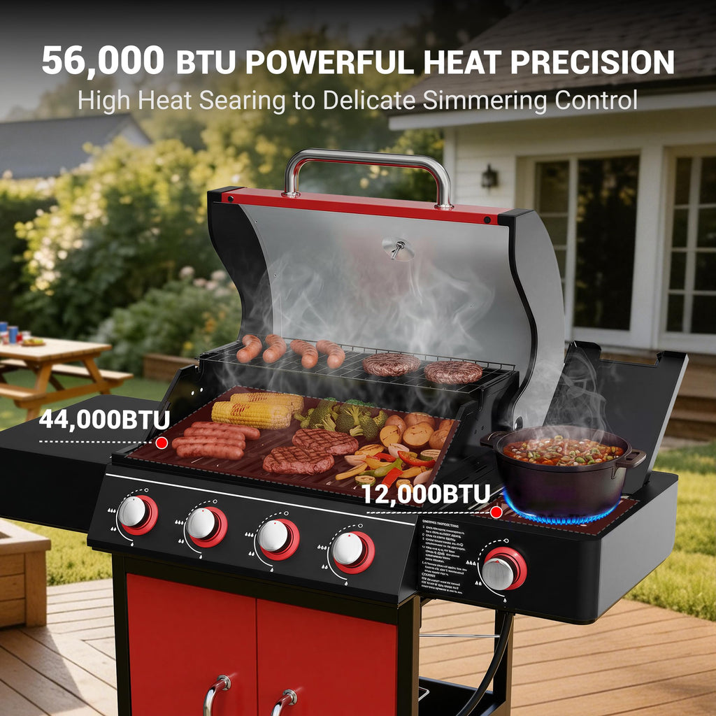 4 Burner Propane Gas Grill with Side Burner Z155