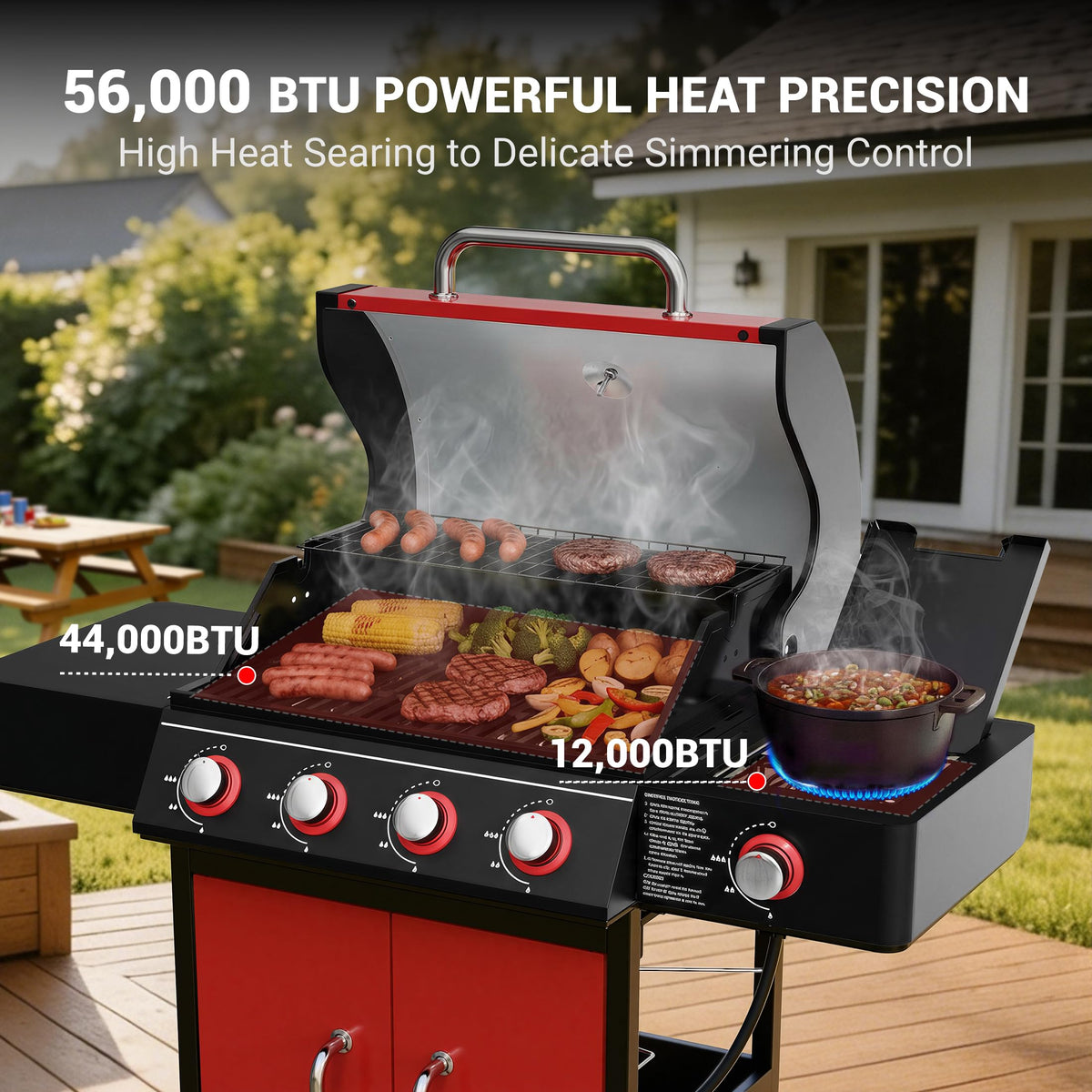 4 Burner Propane Gas Grill with Side Burner Z155