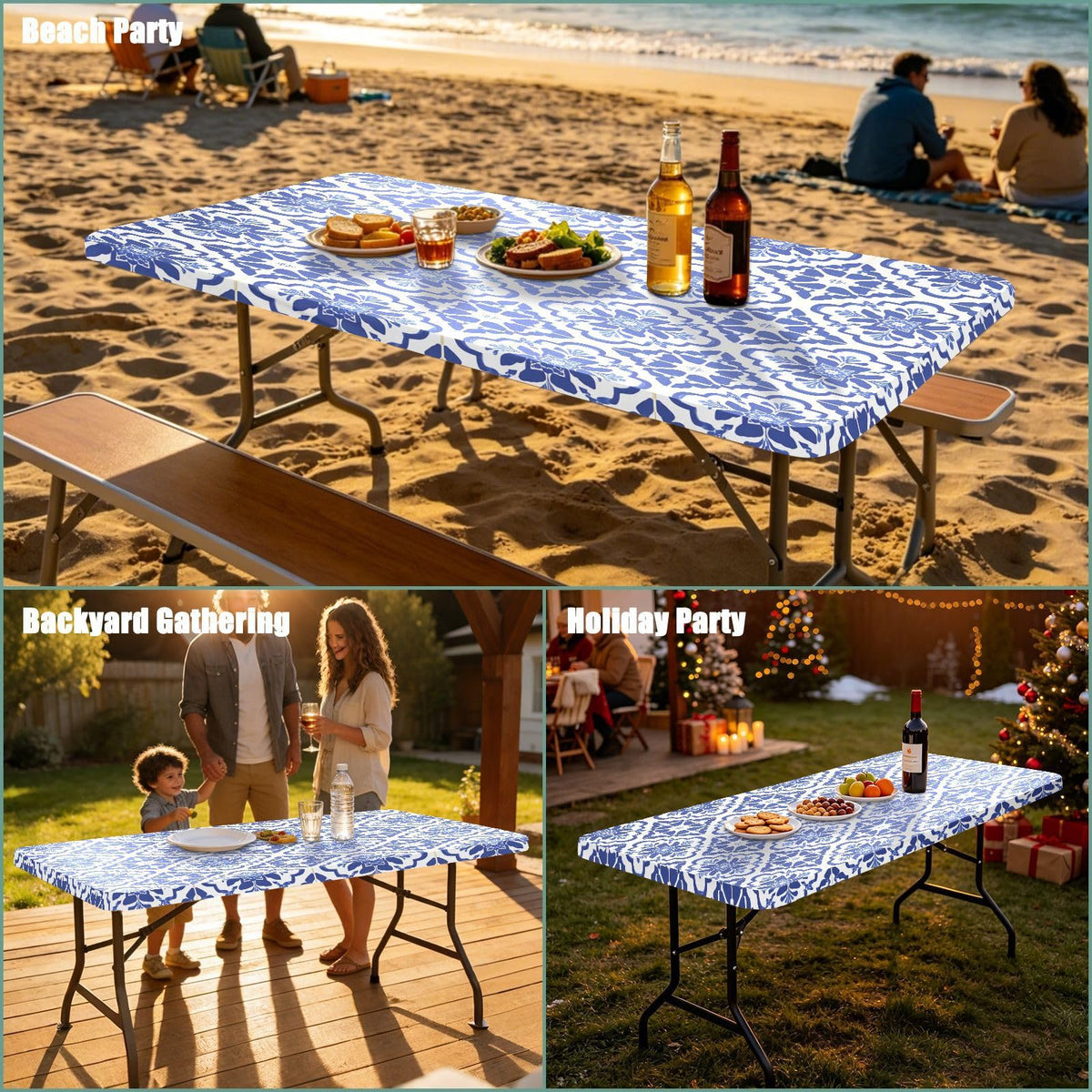 6 Ft Rectangle Water Resistant Tablecloth E694