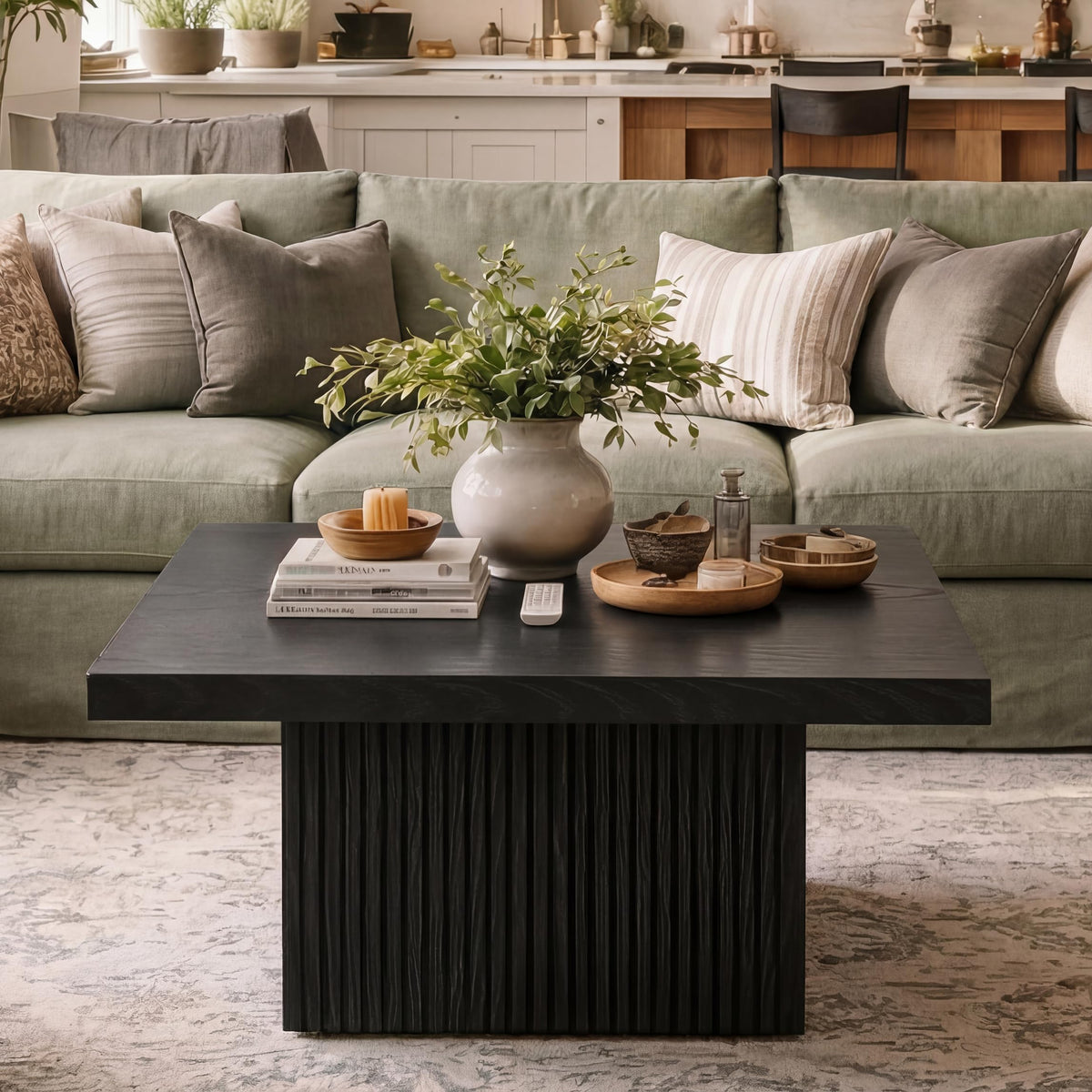 31.5" Square Fluted Wood Coffee Table G708375