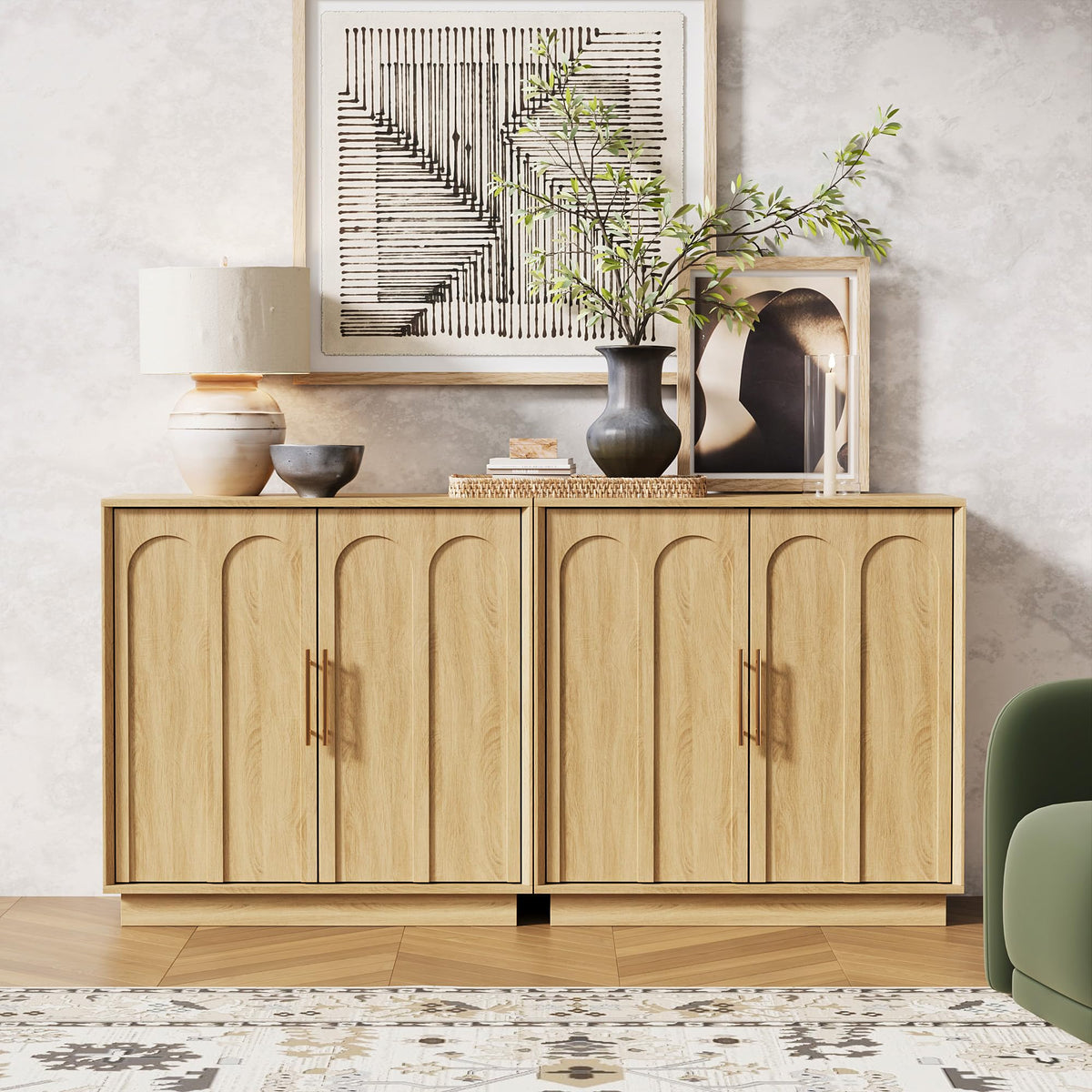 31.5" Oak Sideboard Buffet Cabinet with Storage C36680