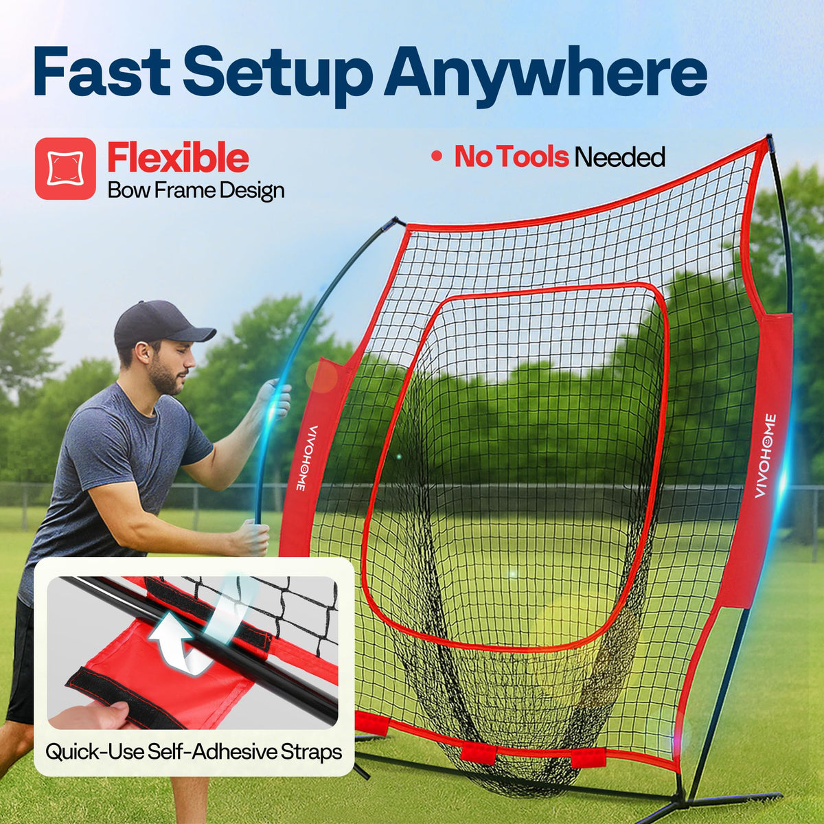 Baseball & Softball Training Net with Batting Tee, 7 x 7 ft. B394