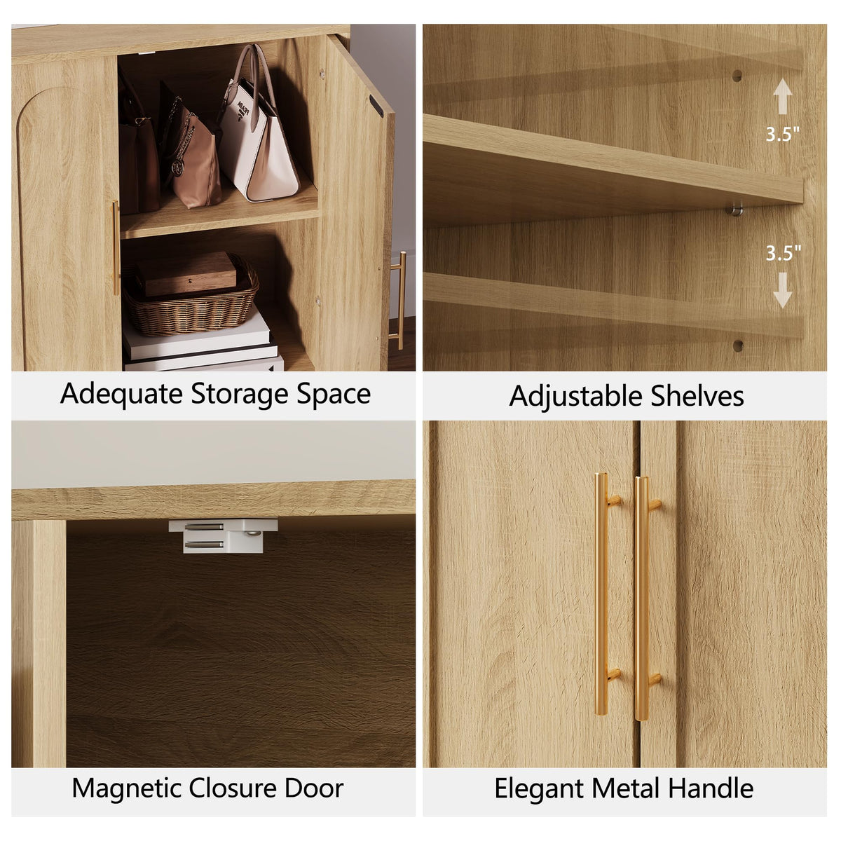 31.5" Oak Sideboard Buffet Cabinet with Storage C36680