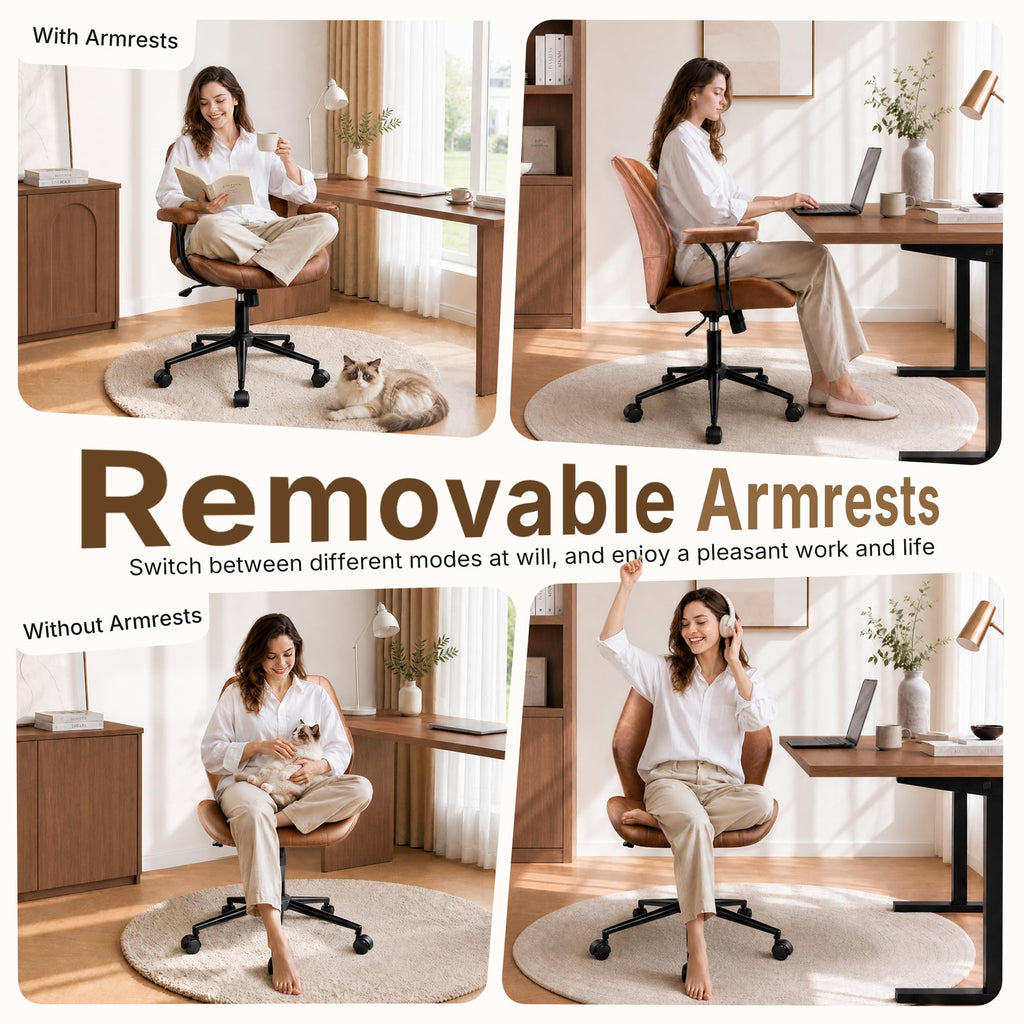 Brown Leather Ergonomic Office Chair D36199