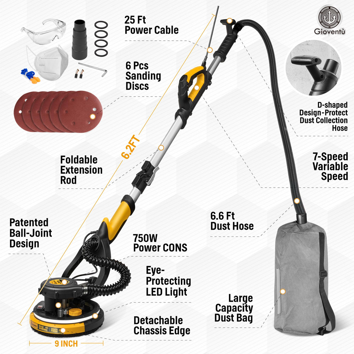 750W Electric Drywall Vacuum Sander Z415704