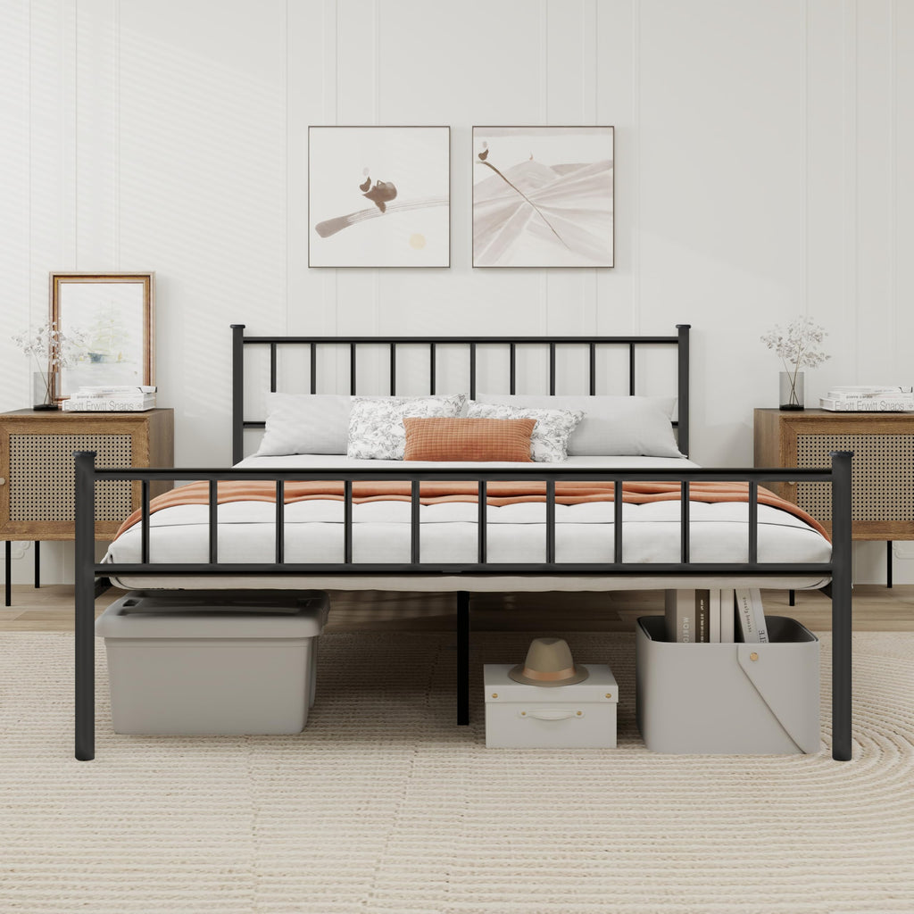 Black Full Size Metal Platform Bed Frame T896078