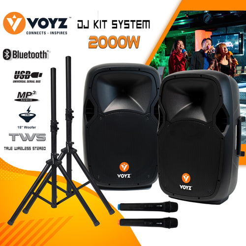 15" 2000 Watt 2-Way Powered PA Speaker System P554