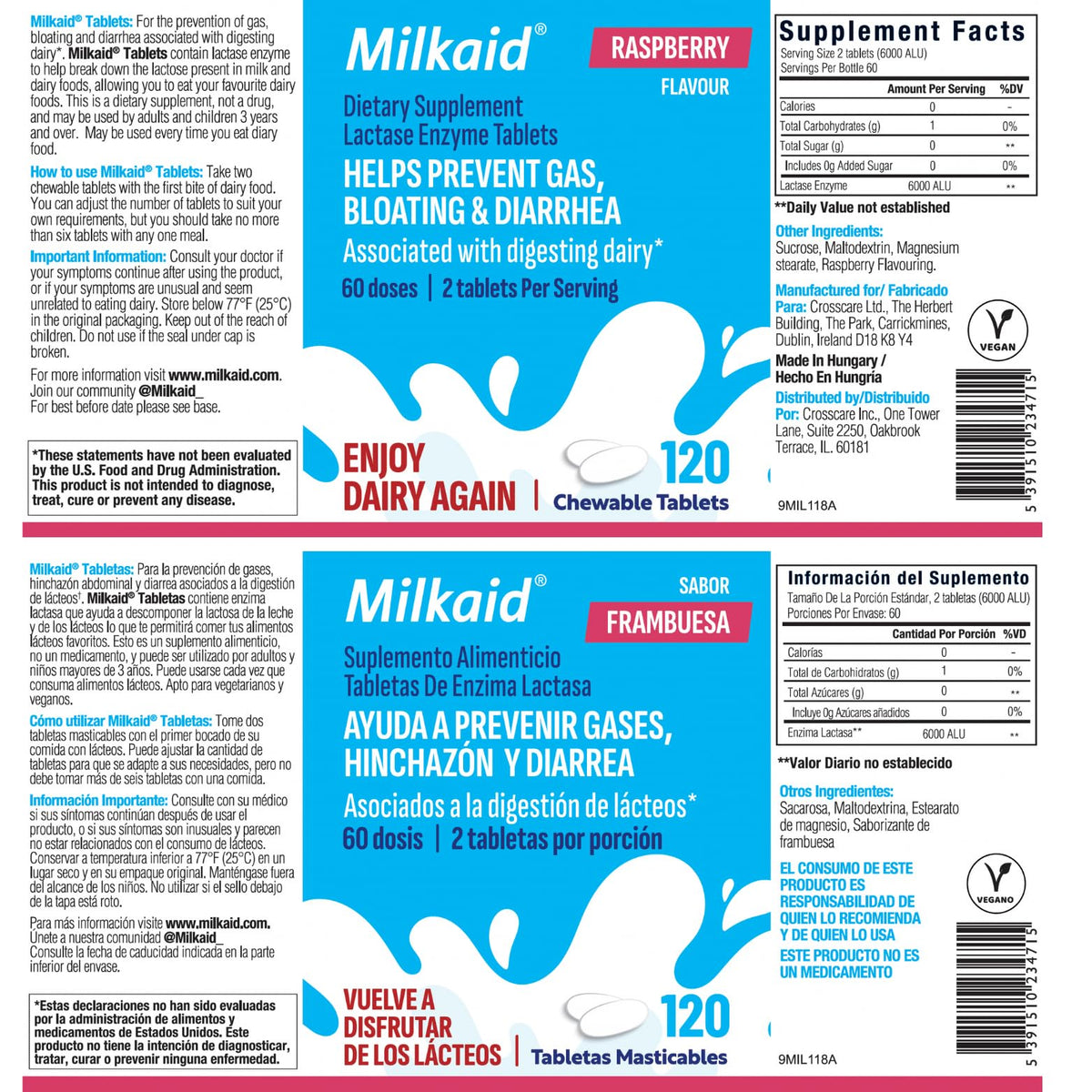 Chewable Lactase Enzyme Tablets 4 x 120 X558705