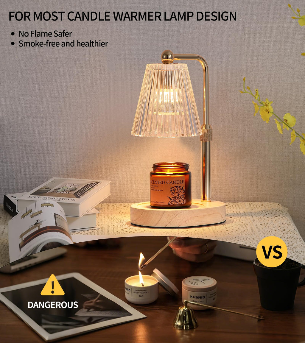 Gold Candle Warmer Lamp with Timer Dimmable with 2 Bulbs P734