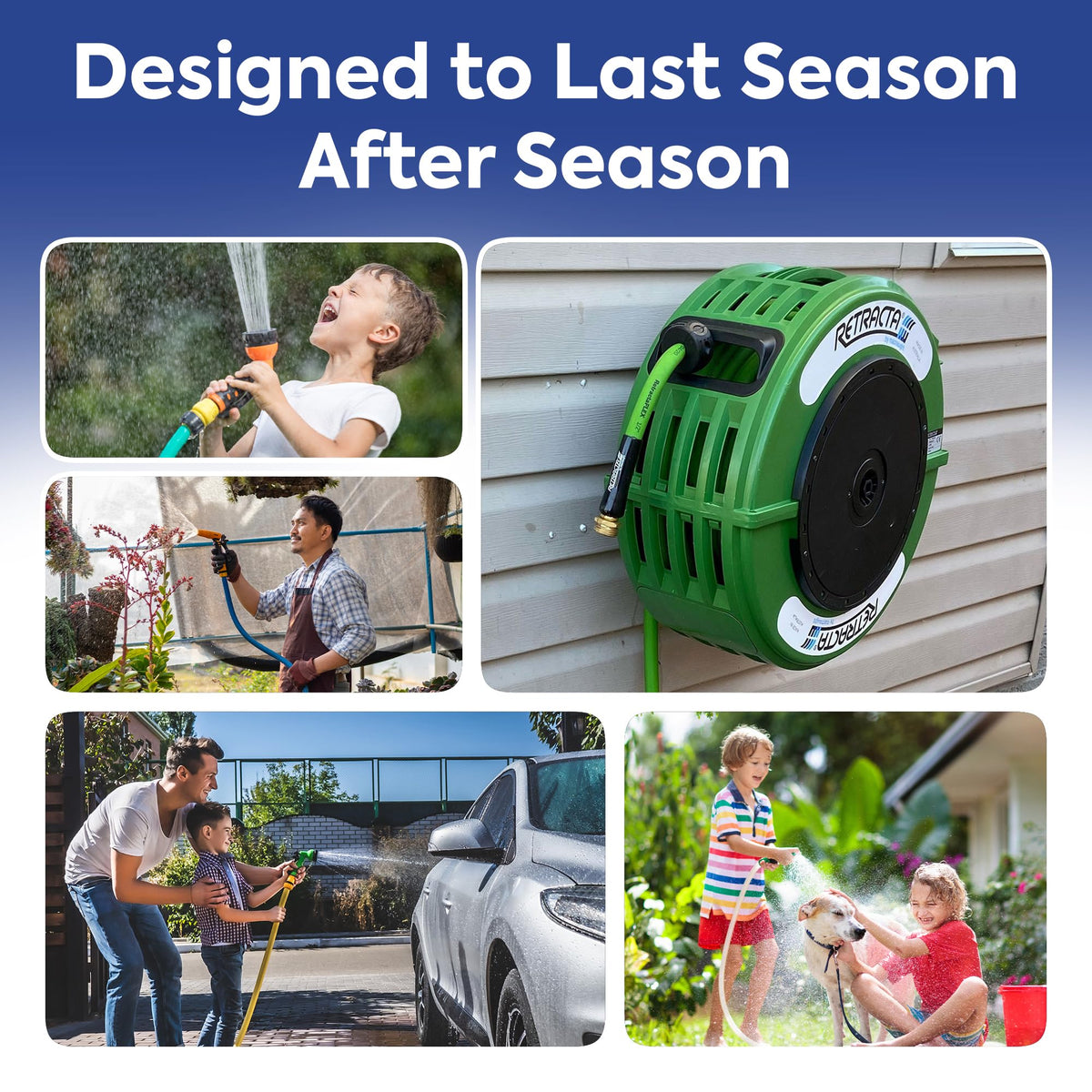 60 Ft Heavy Duty Retractable Garden Hose Reel with Swivel Bracket Z166008