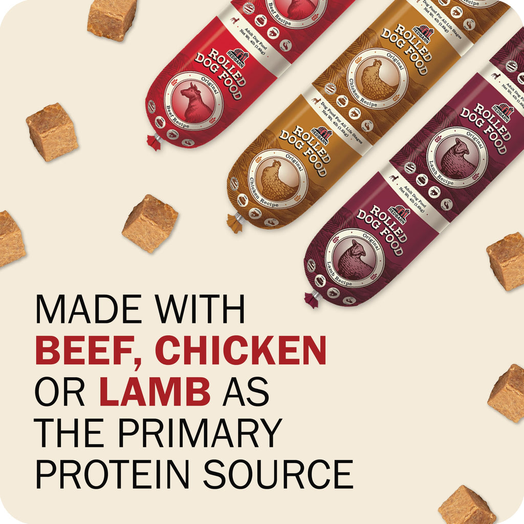 Semi-Moist Rolled Dog Food Beef Recipe 4lb 8 Rolls A4004