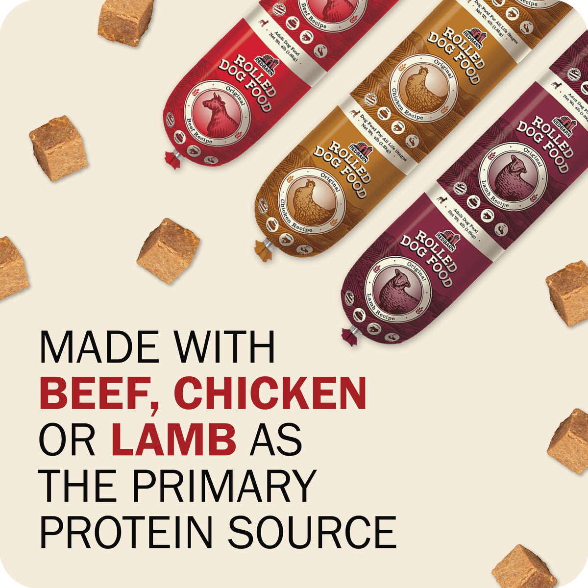 Semi-Moist Rolled Dog Food Beef Recipe 4lb 8 Rolls A4004