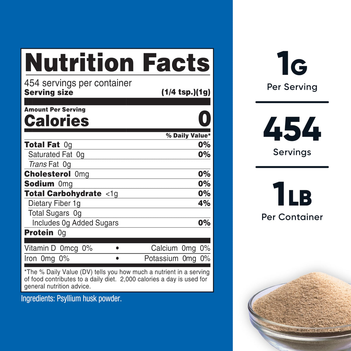 Psyllium Husk Ground Powder 1lbs Gluten Free Non-GMO Y227