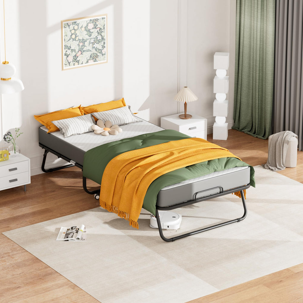 Folding Bed with 5 Inch Mattress, Twin Size S375
