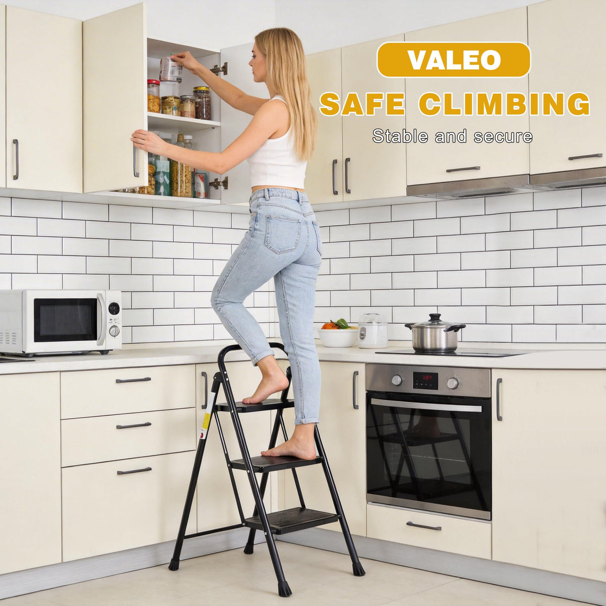 3 Step Folding Ladder with Anti-Slip Pedal W909497