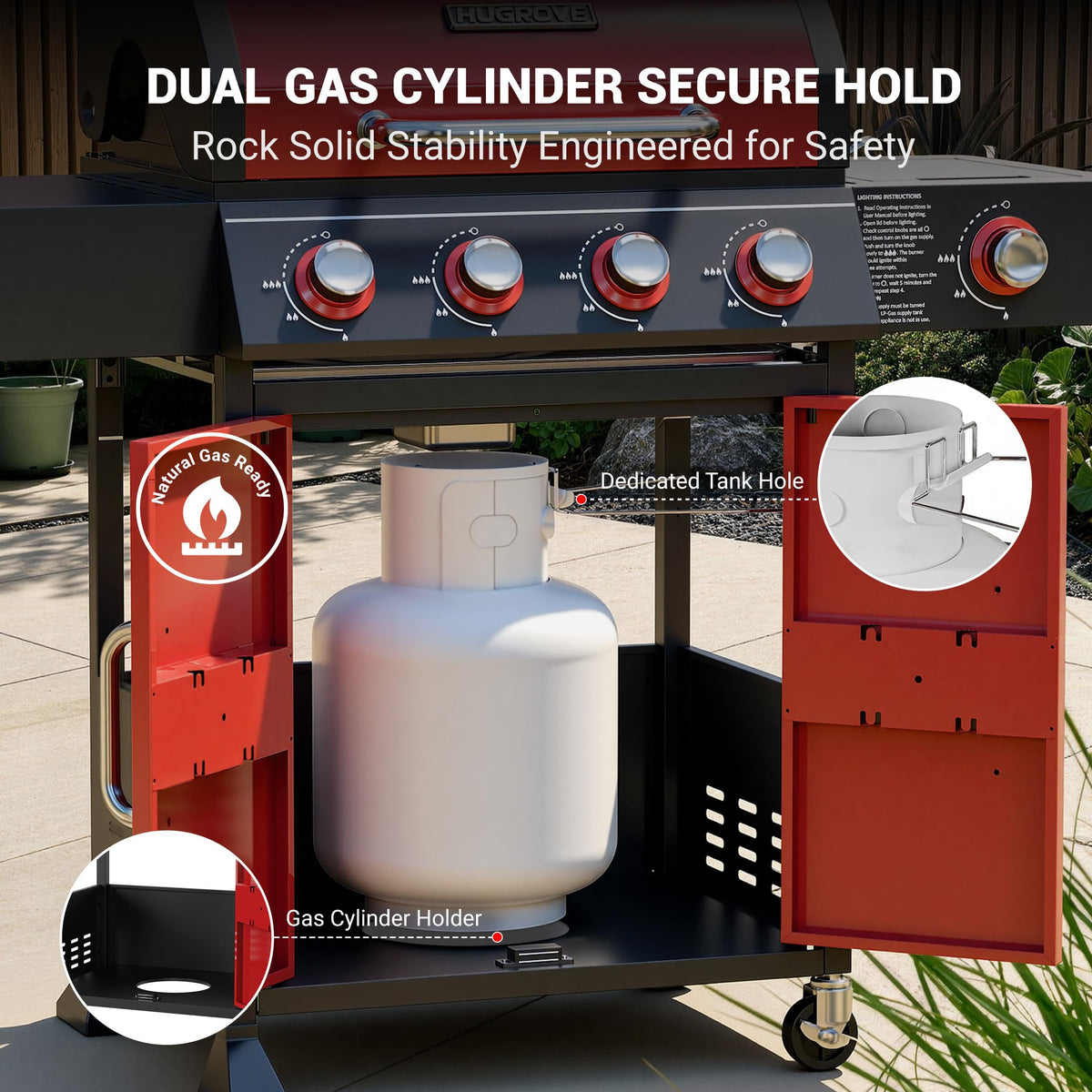 4 Burner Propane Gas Grill with Side Burner Z155