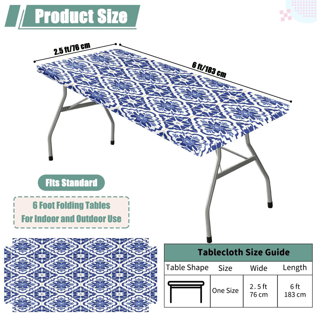 6 Ft Rectangle Water Resistant Tablecloth E694