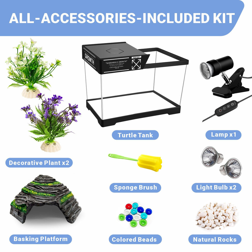 Mini Turtle Tank Kit with Adjustable Lamp and Lid B94373