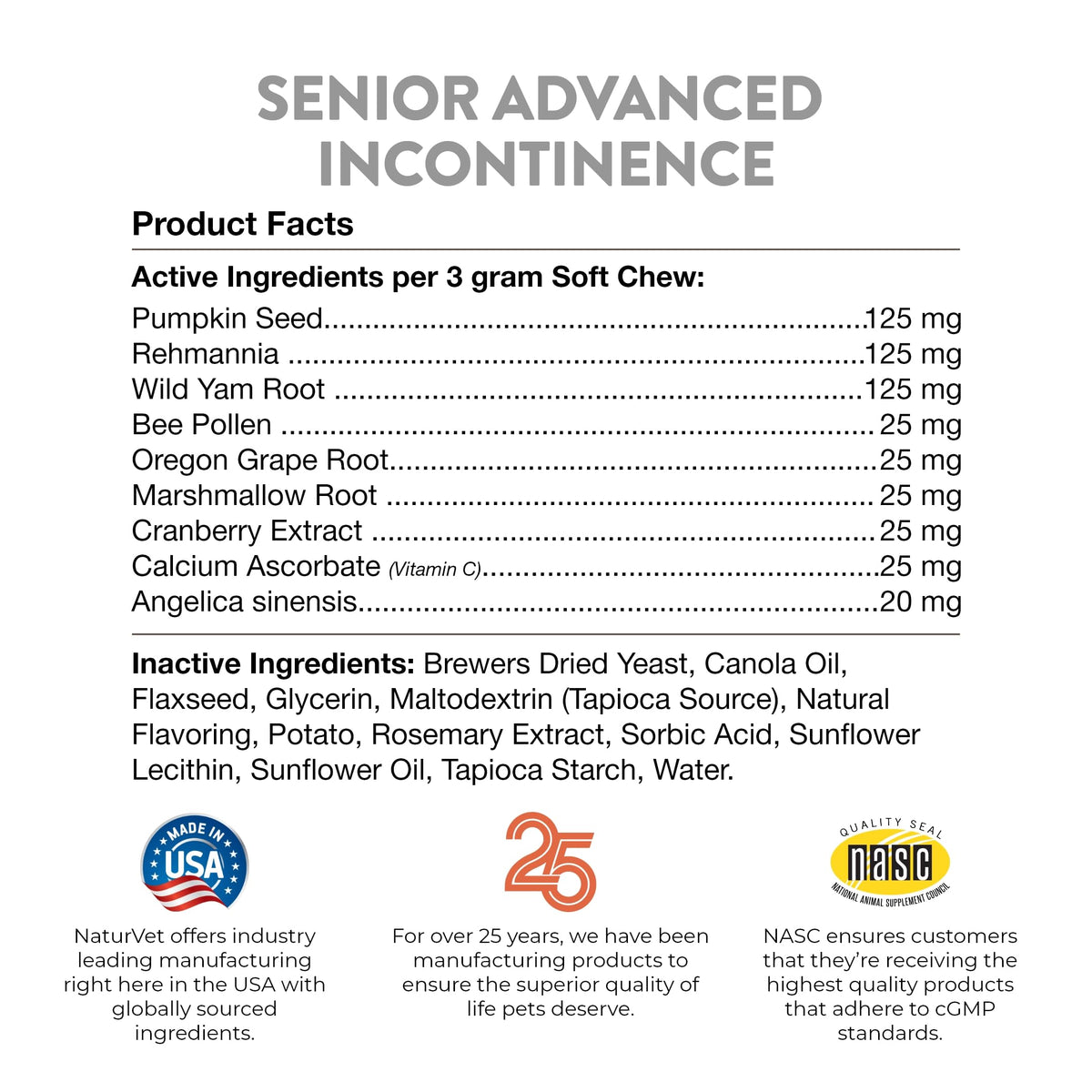 Senior Incontinence Dog Supplement 60 Ct D749495