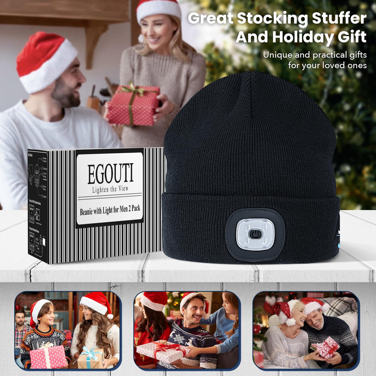 Bluetooth Beanie Hat with Light 2 Pack X128