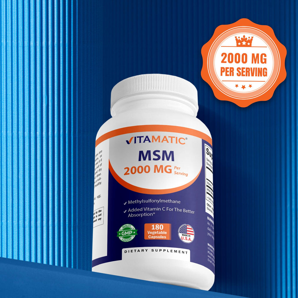 MSM 2000 mg with Vitamin C 180 Veg Capsules 2 Pack M726