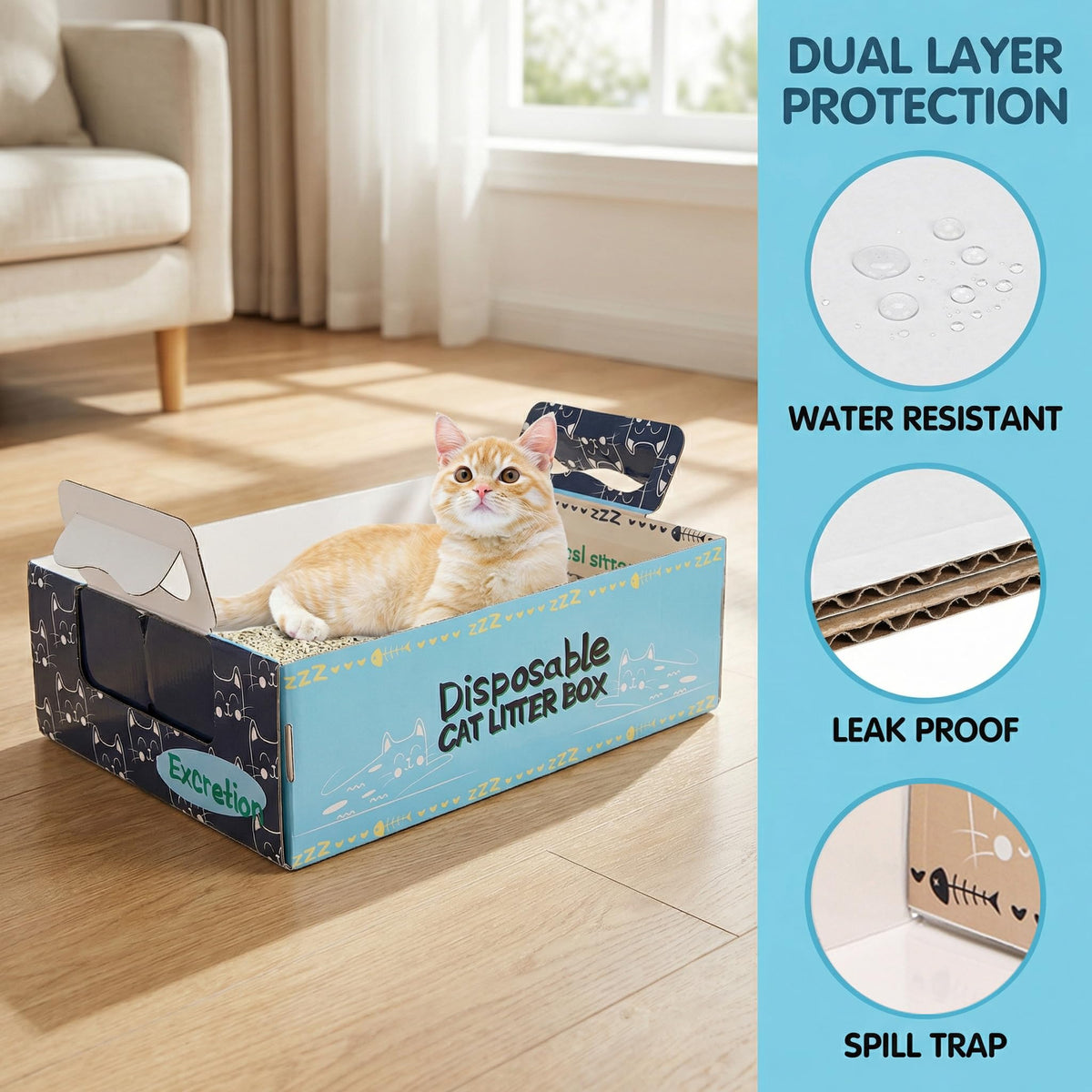 8 Pcs Disposable Cat Litter Box with Scoops U98323