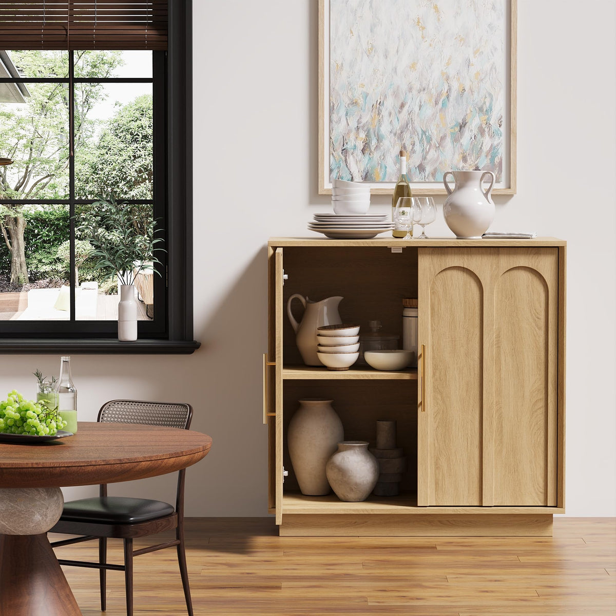 31.5" Oak Sideboard Buffet Cabinet with Storage C36680